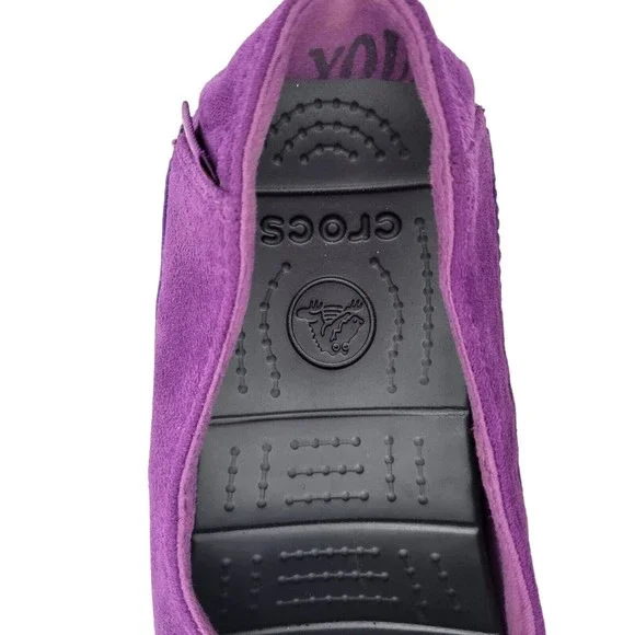 Crocs Womens Shoes Size 7 Purple Suede Slip On Sneakers 15514 - Picture 9 of 10
